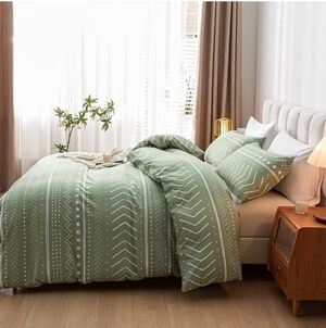 Boho Aztec Sage Green Twin Quilt Set – Soft Microfiber Bedding